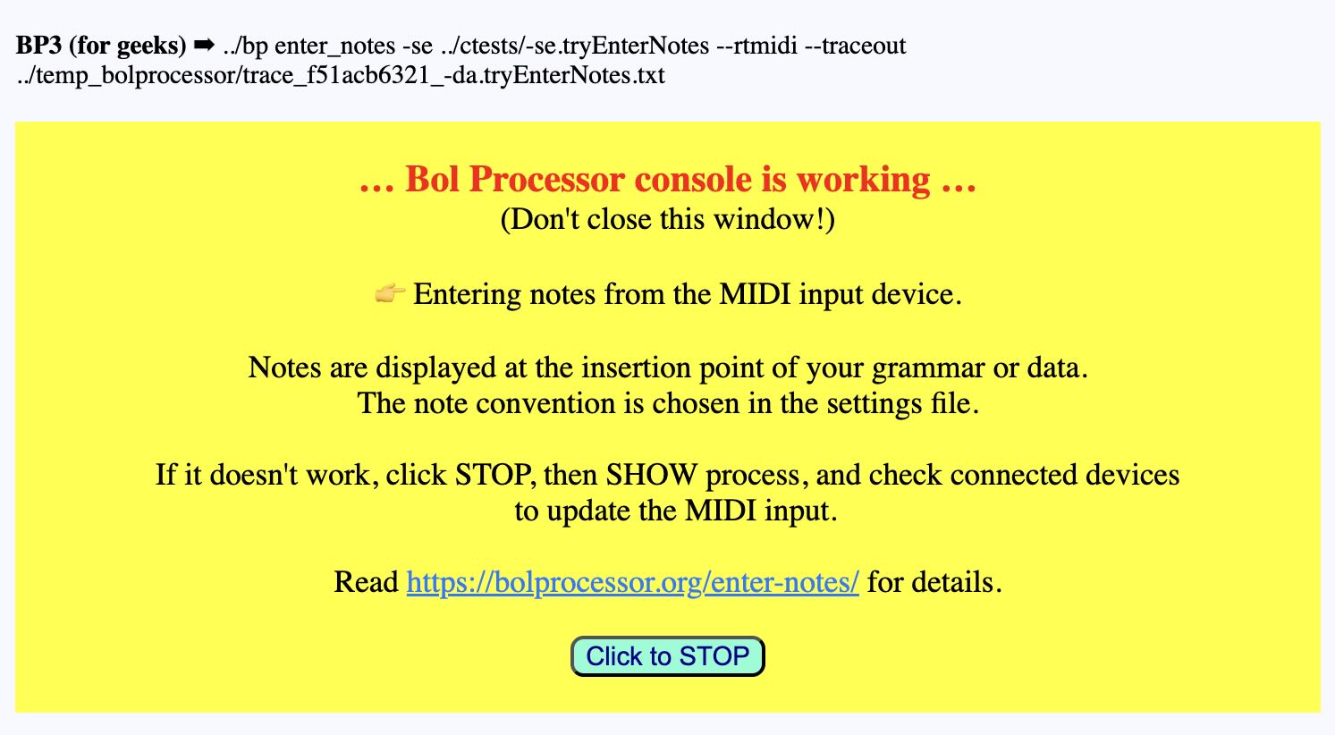 Enter notes - Bol Processor